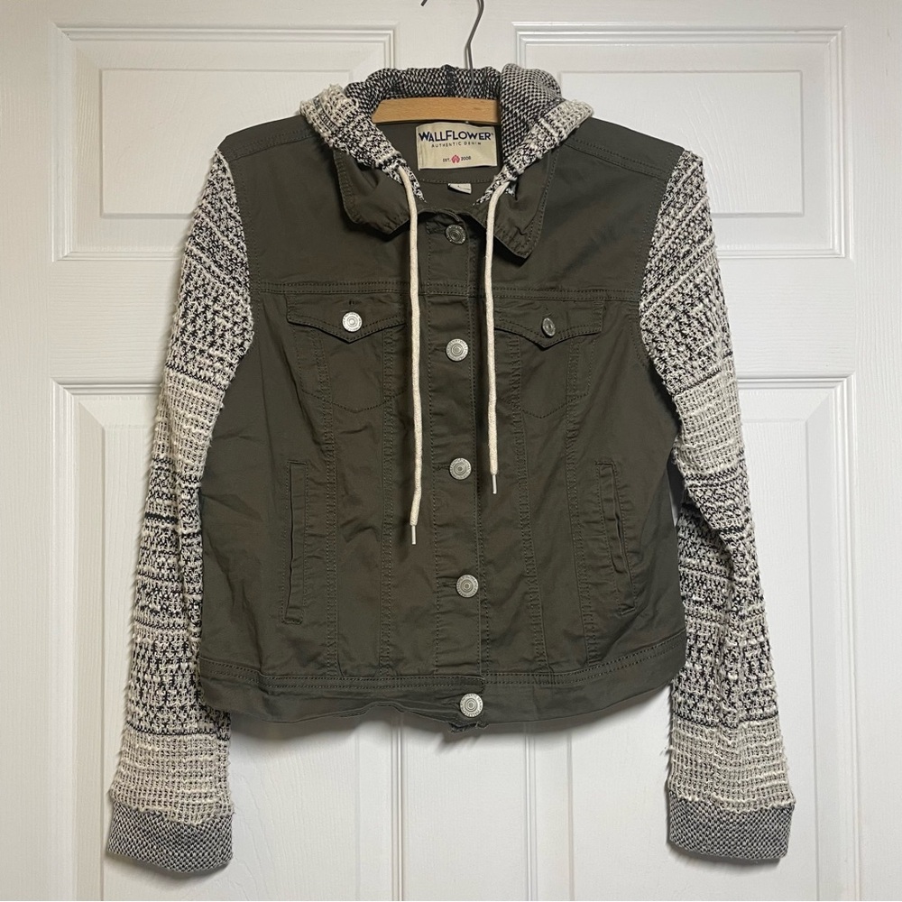 Wallflower Womens Large Jacket Button up Army Green Boho Fall